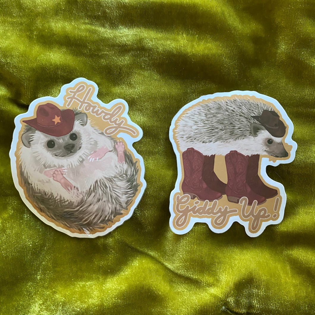 Hedgehog Cowboy Stickers