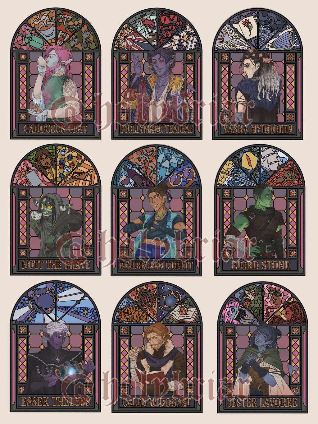 Mighty Nein Stained Glass Charms